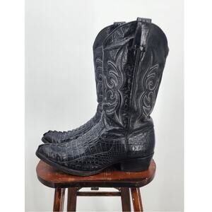 Vintage‎ Fort Walker Black Crocodile Hornback Wester Cowboy Boots SIZE 10.5 EE